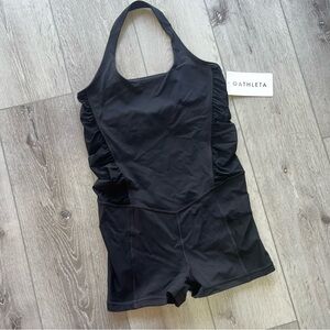 NWT Athleta Mesh Me Up Romper one piece Small Black
